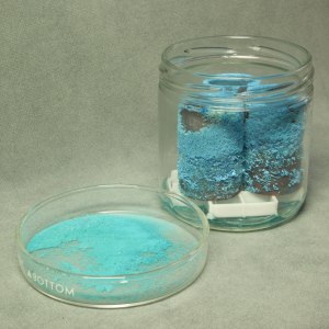 Notice the difference in color between the "fresh" batch of pigment and a batch made a few months ago.