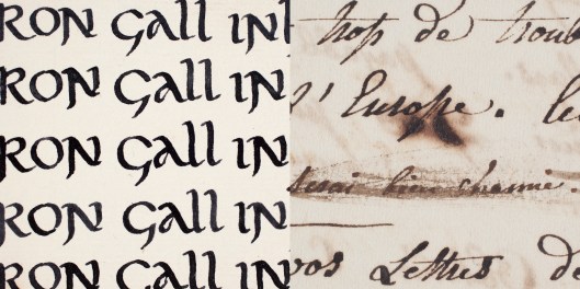 On the left freshly made ink; on the right, a 19th century letter.